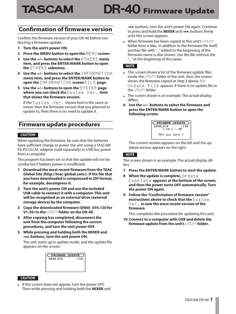 DR-40 FW-Update en | PDF | Usb | Computer File