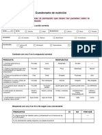 Cuestionario de Nutrición