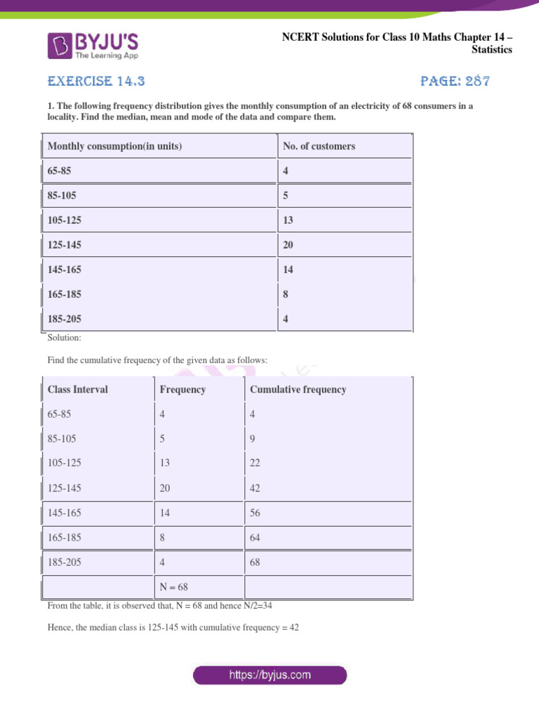 NCERT Solutions For Class 10 Maths Chapter 14 - Statistics Exercise 14. ...