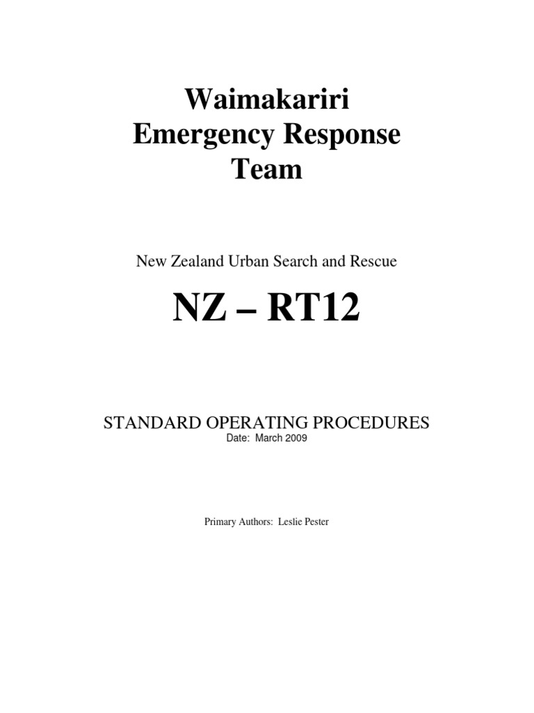NZRT12 Standard Operating Procedures March 2009 | PDF | Probation ...