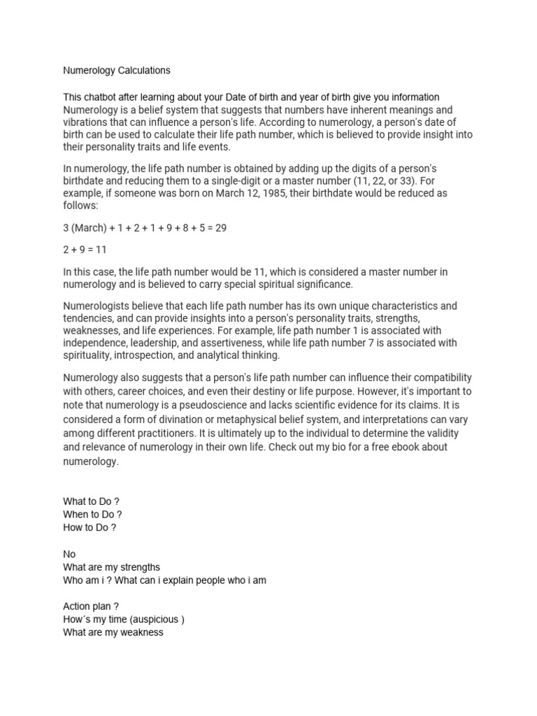 Numerology Calculations | PDF | Luck | Planets In Astrology