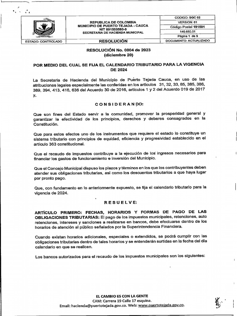 Calendario Tributario 2024 PDF