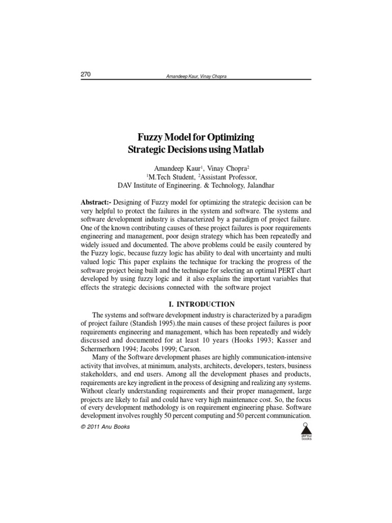 Fuzzy Model For Optimizing Strategic Decisions Using Matlab | PDF ...