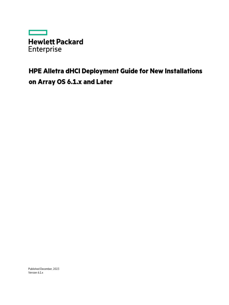 Pubs hpe alletra dhci deployment guide for new installations on array