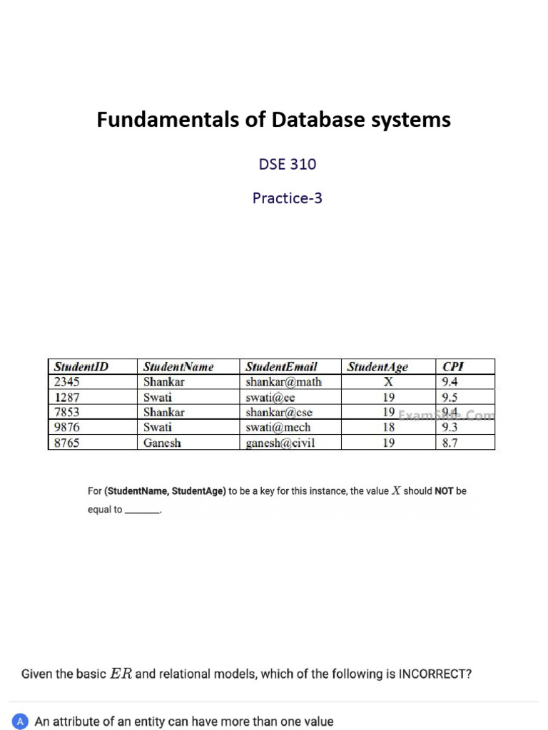 Database Systems E/R Diagram Fundamentals | PDF | Relational Database ...
