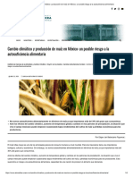 Cambio Climático y Producción de Maíz en México. Un Posible Riesgo A La Autosuficiencia Alimentaria