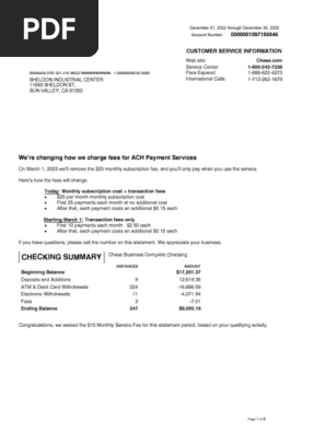 Chase Bank Statement Template