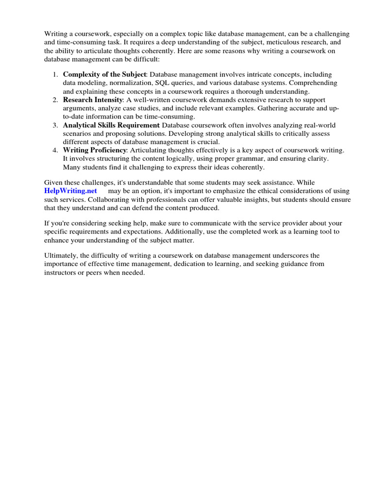 Database coursework ideas pdf