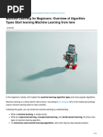 Machine Learning For Beginners Overview of Algorithm TypesStart Learning Machine Learning From Here