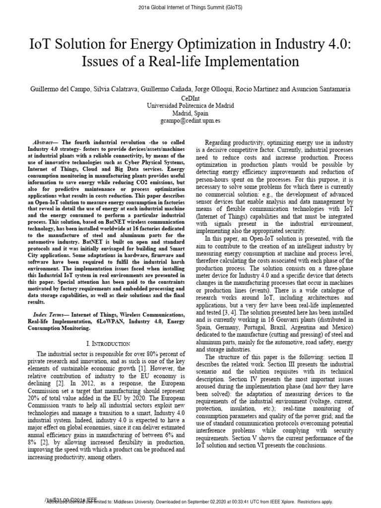 IoT Energy Optimization for Steel Industry | PDF | Internet Of Things ...