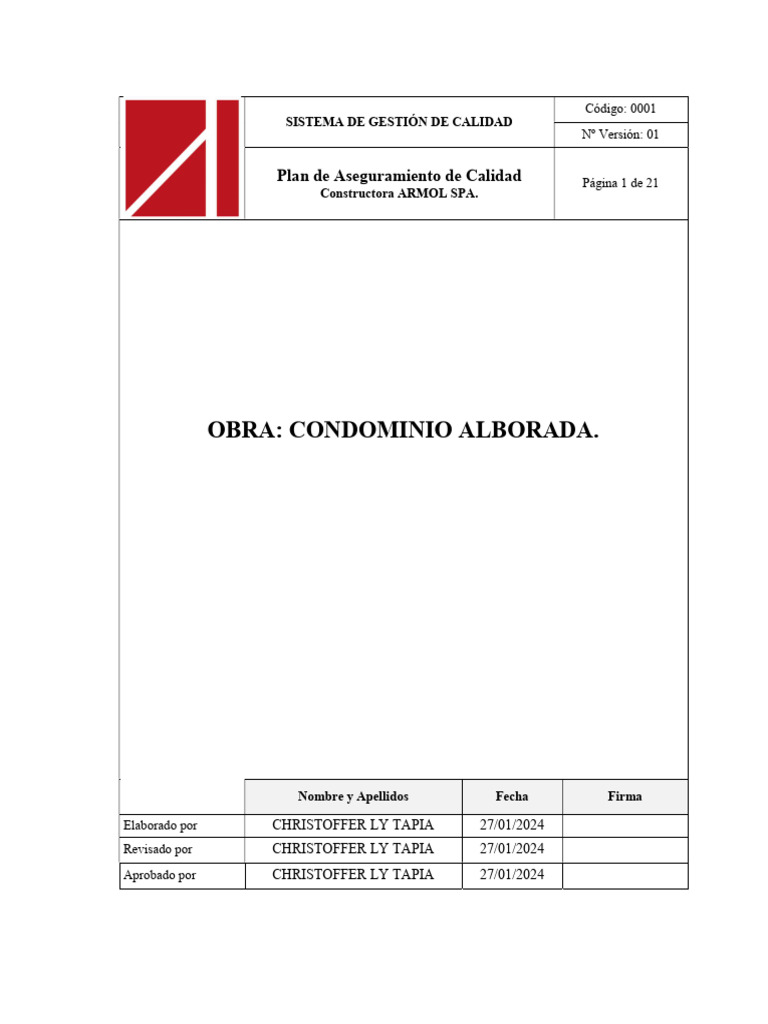 Plan de Aseguramiento de La Calidad | PDF | Calidad (comercial ...