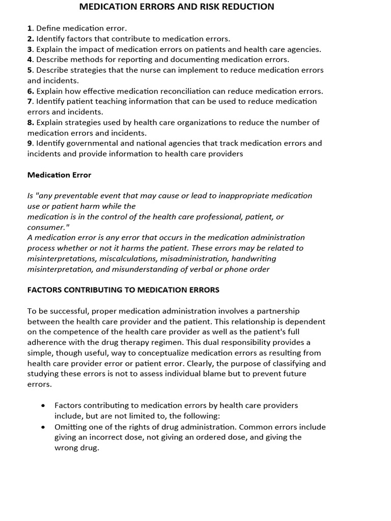 Reducing Medication Errors in Healthcare | PDF | Medical Prescription ...