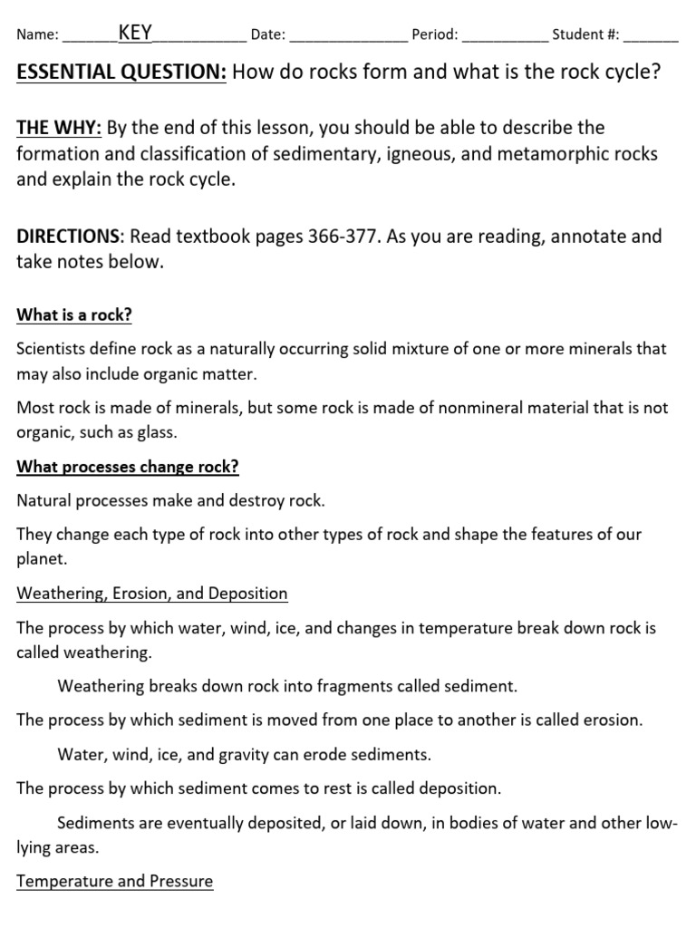 Essential question how do rocks form and what is the rock cycle pdf