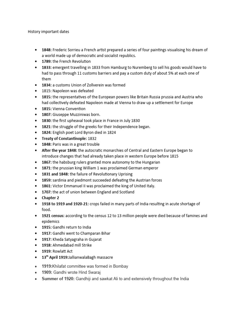 History Important Dates PDF Mahatma Gandhi