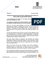 Primera Convocatoria de Fomento y Estímulos para El Arte y La Cultura 2024 Otorgará $4.000 Millones