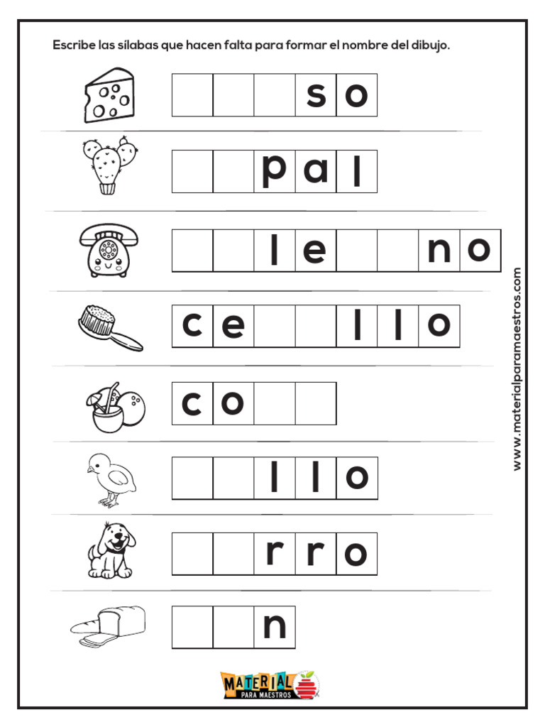 Ejercicios de sílabas para niños | PDF