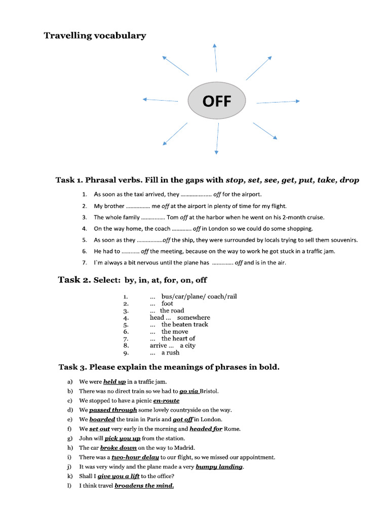Vocabulary. Traveling | PDF