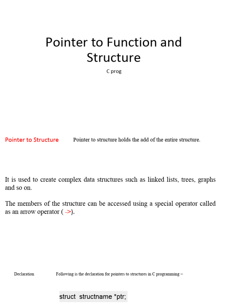 Pointer To Func and Structure | PDF | Pointer (Computer Programming ...