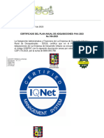 CERTIFICADO PAA No. 106 - 70 SISTEMAS DE TRATAMIENTO