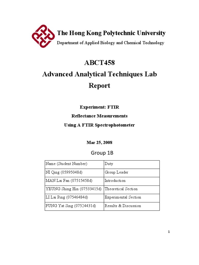 FTIR Report Infrared Spectroscopy Spectroscopy