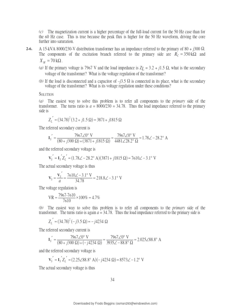 Solution Manual of Electric Machinery Fundamentals 4th Edition Stephen ...
