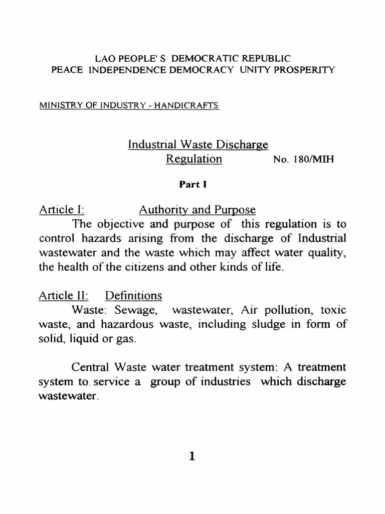 Industrial Wastewater Discharge Regulations | PDF | Sewage Treatment ...