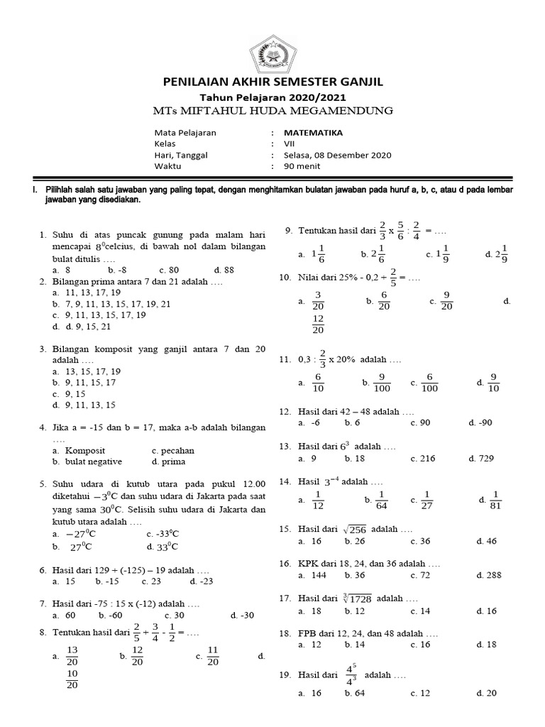 Matematika Kelas 7 Pdf
