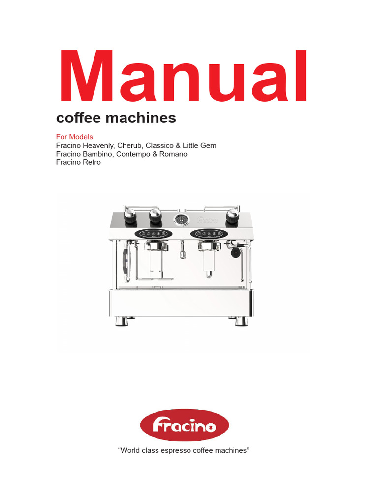 Fracino Coffee Machines User Manual PDF Coffee Water