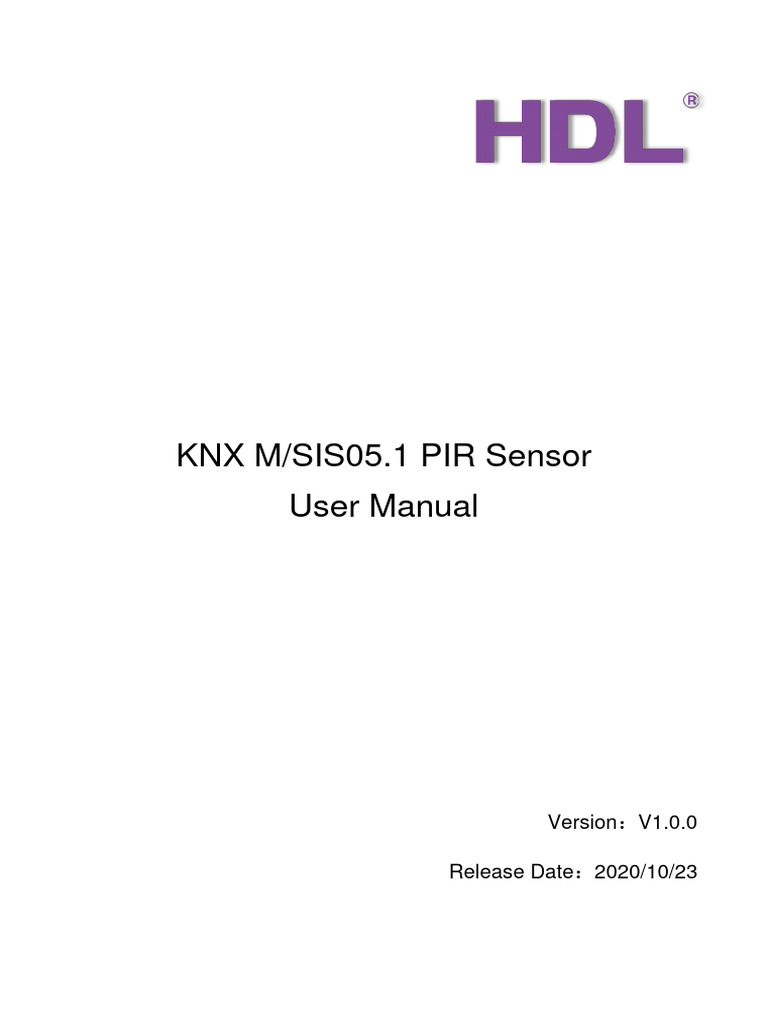 KNX PIR Sensor SIS05 1 User Manual V1 0 0 | PDF | Security Alarm | Lighting
