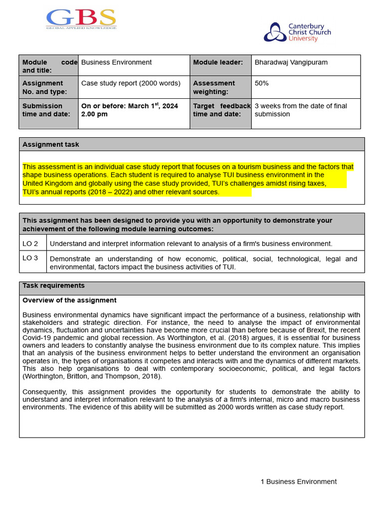 Case Study - Assessment 2 Brief Guide | PDF | Business
