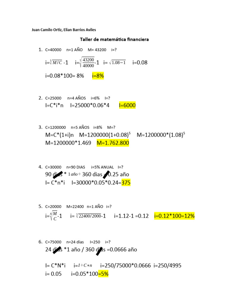Ejercicios de Matemática Financiera | PDF