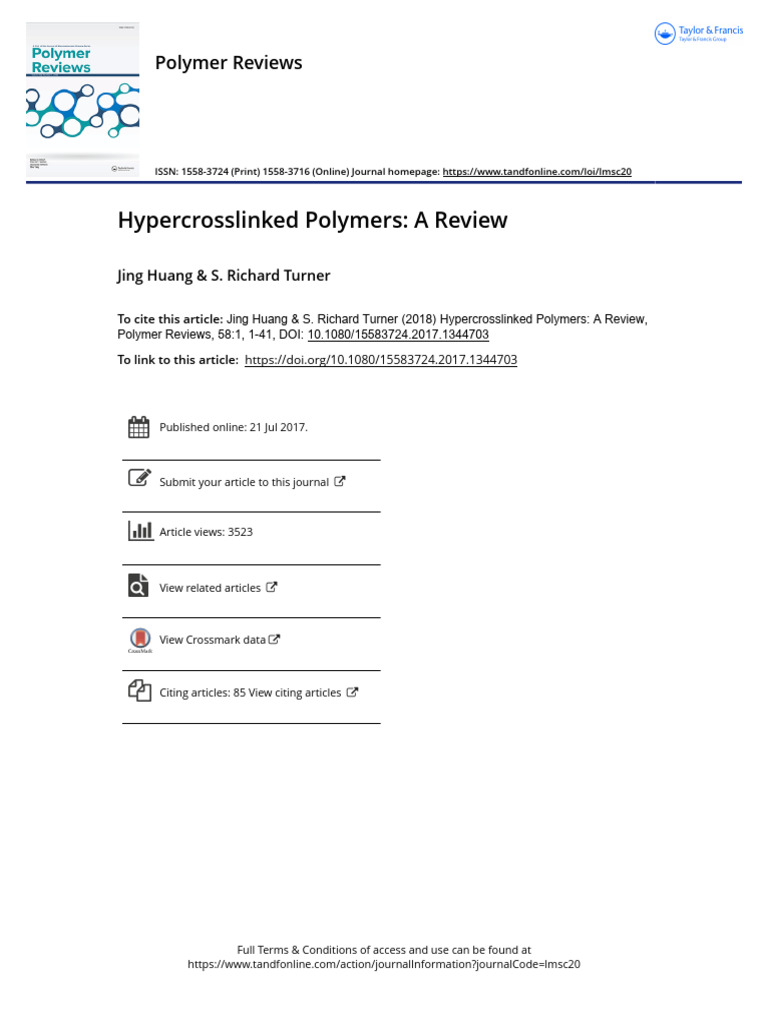 Hypercrosslinked Polymers A Review | PDF | High Performance Liquid ...