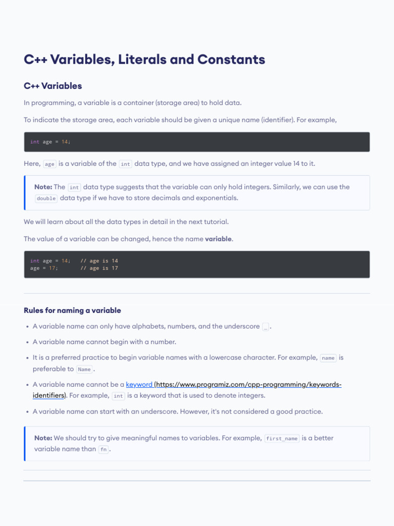 C++ Variables - Abdul Rehman | PDF | Language Arts & Discipline ...