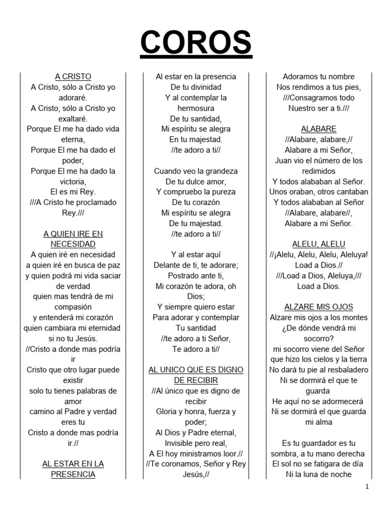 Coros Pdf Cristo Título Amor
