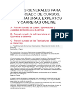 Pautas Generales para El Cursado de Cursos