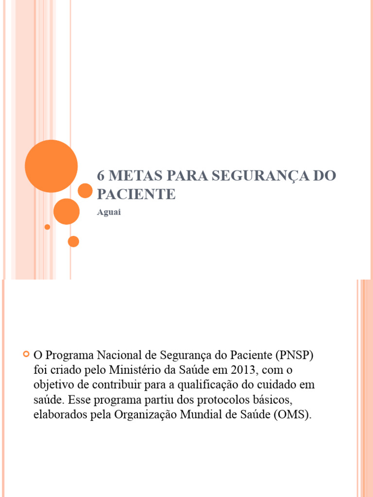 6 Metas Para Segurança Do Paciente Pdf Comunicação Morte