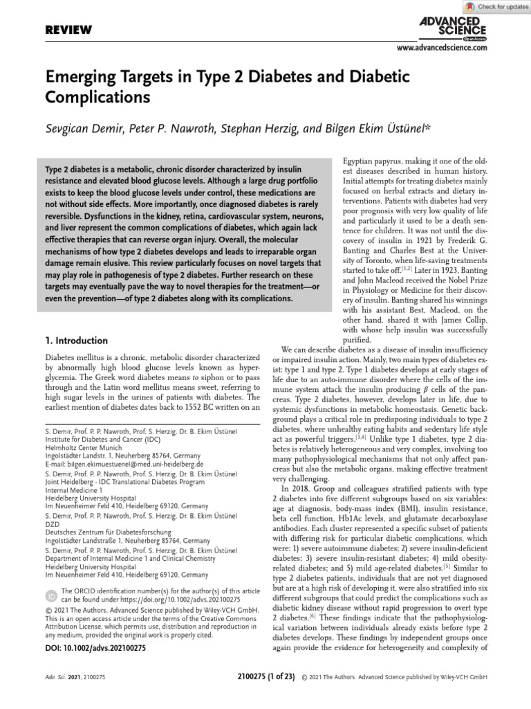 Novel Targets for Type 2 Diabetes Treatment | PDF | Insulin | Insulin ...