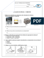 Avaliação Ciências 3° Bimestre