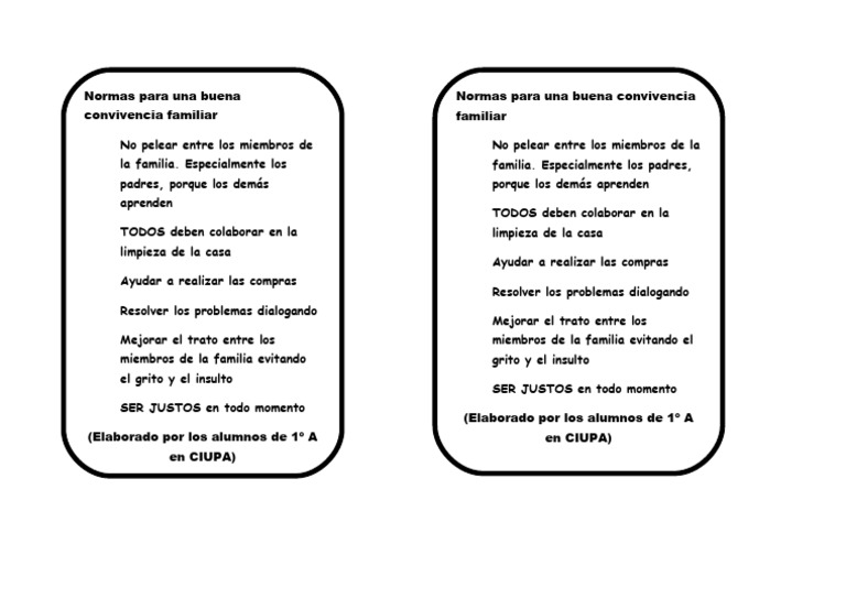 Normas De Convivencia Familiar Pdf