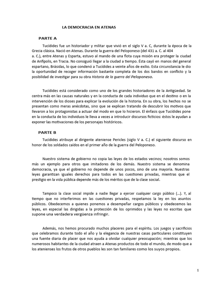 Democracia Ateniense y Tucídides | PDF | Tucídides | Guerra del Peloponeso