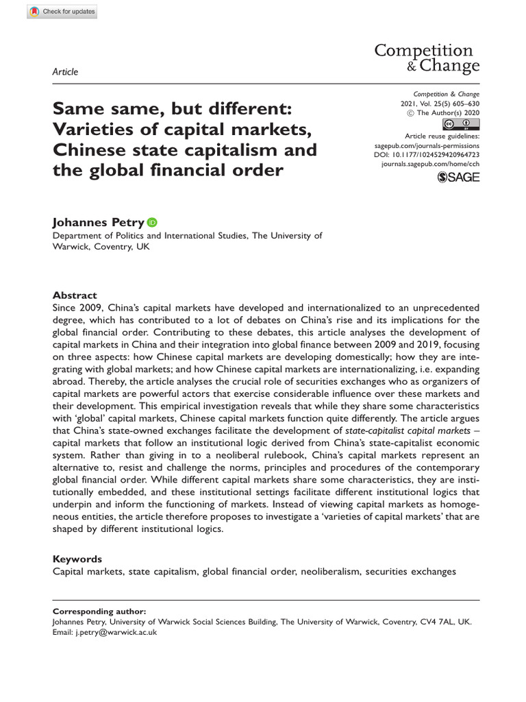 Same Same, But Different: Varieties of Capital Markets, Chinese State ...