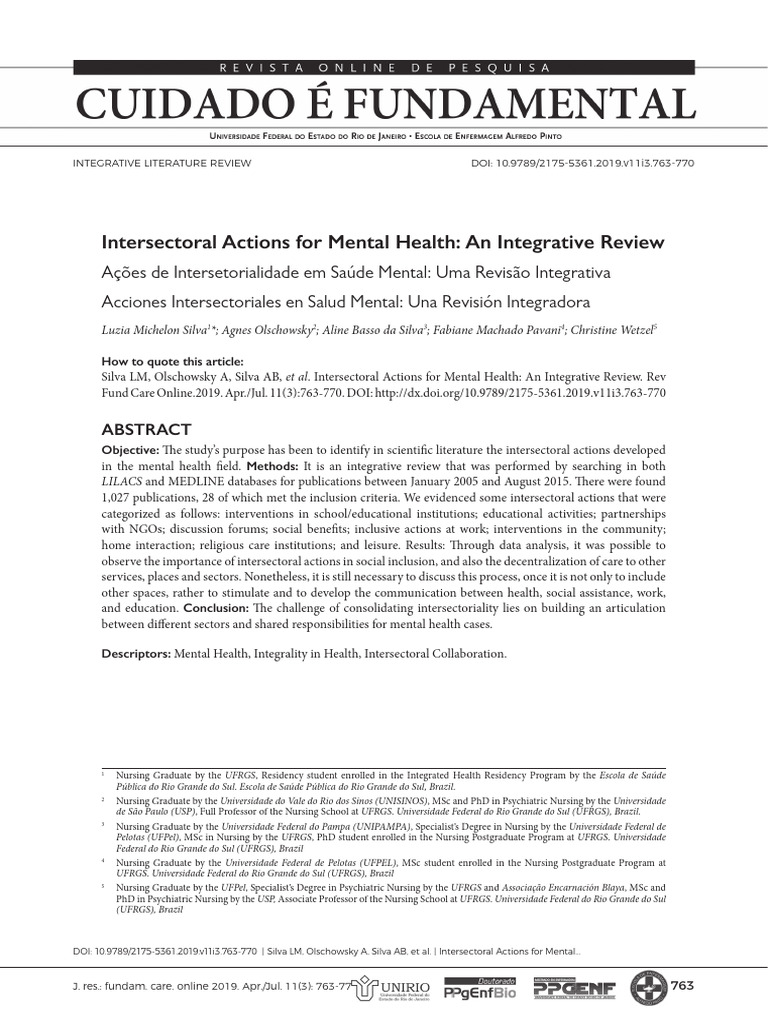 Intersectoral Actions in Mental Health Review | PDF | Mental Disorder ...