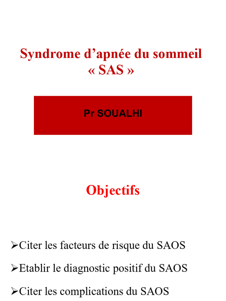 Diagnostic et traitement du SAOS | PDF | Syndrome d'apnées du sommeil ...
