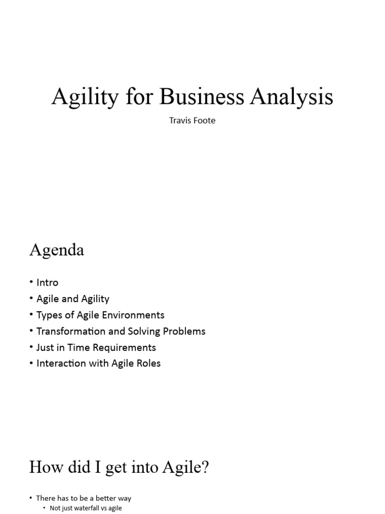 Enhancing Agility in Business Analysis | PDF | Agile Software ...