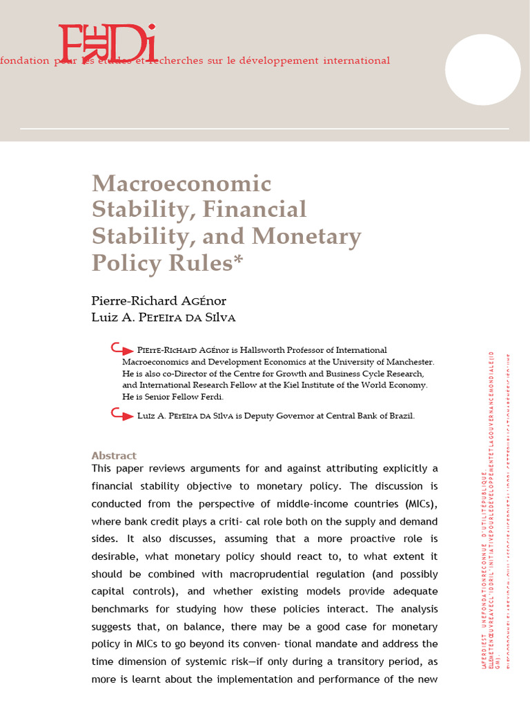 Monetary Policy and Financial Stability in MICs | PDF | Macroprudential ...