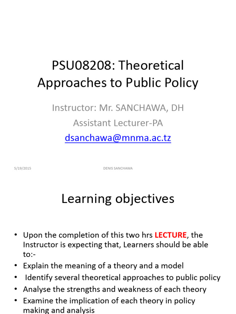 Theoretical Approaches to Public Policy | PDF | Policy | Theory
