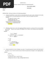 Ce 322 Fluid Mechanics Exercise No. 5 - Buoyancy & Statical Stability of Floating Bodies