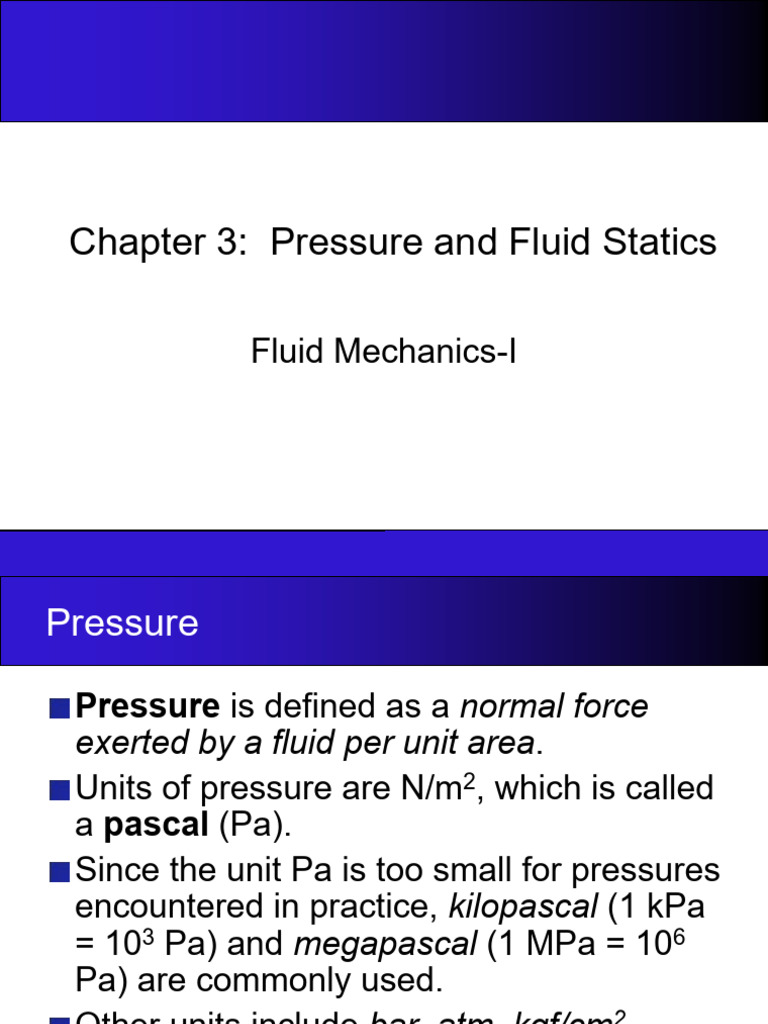 Fluid Statics and Pressure Principles | PDF | Buoyancy | Pressure