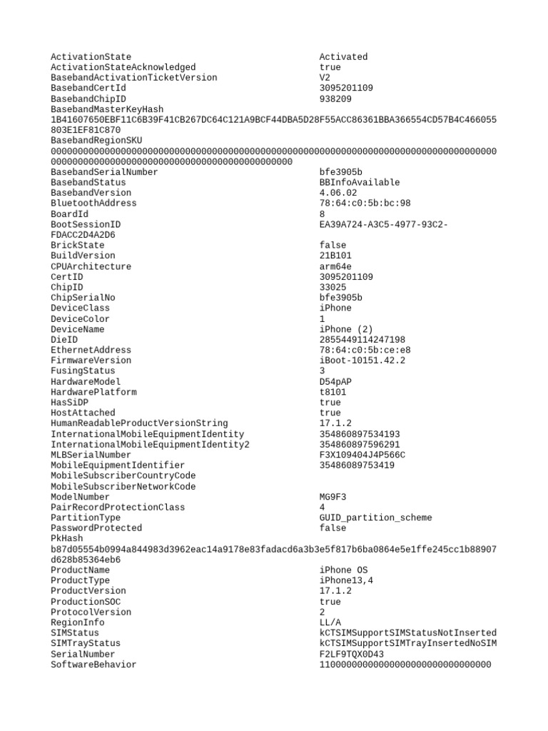 iPhone Hardware and Activation Data | PDF