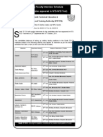 STEVTA Faculty Interview Schedule for NTS-NTD Candidates